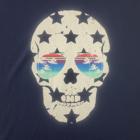 No Boundaries Juniors T Shirt Medium Top Short‎ Sleeve V Neck Skull Graphic Tee - Picture 4 of 9